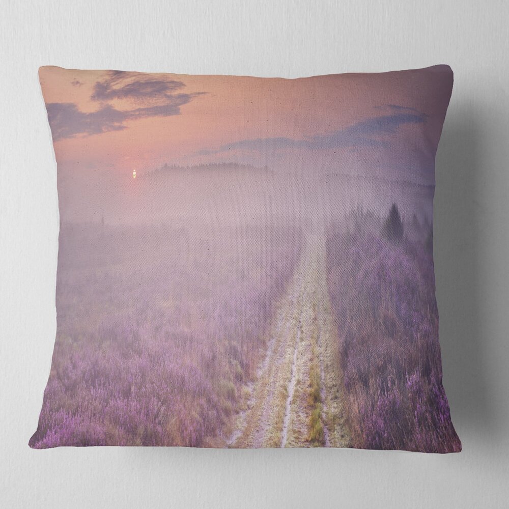 8243 Designart Path Through Blooming Heather' Landscape Throw Living Room
